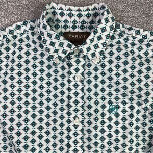 Ariat Western Shirt Boys Large Aztec Southwestern Print Button Down Cowboy Rodeo